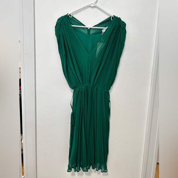 Mango emerald green pleated mini dress - Picture 1 of 8